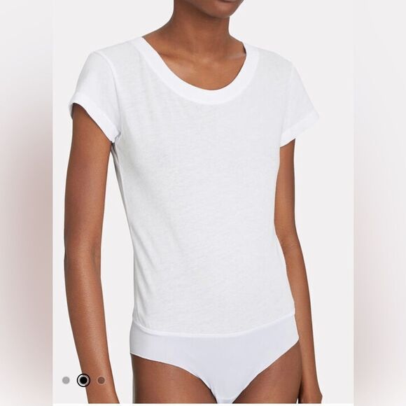 L'AGENCE
Claire Short Sleeve Cotton Bodysuit in black - Picture 1 of 7